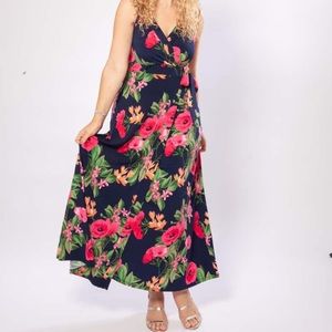 Market & Spruce Navy Faux Wrap Maxi Dress, Small